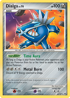 Rare holo Pokémon card Dialga 6/127 from Platinuim expansion