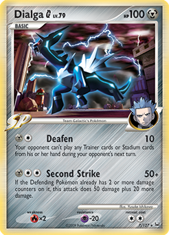 Rare holo Pokémon card Dialga 7/127 from Platinuim expansion