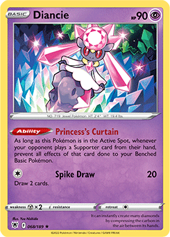 Rare Holo Pokémon card Diancie 068/189 from Astral Radiance expansion