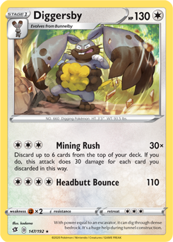 Diggersby 147/192 Pokémon card from Rebel Clash for sale at best price