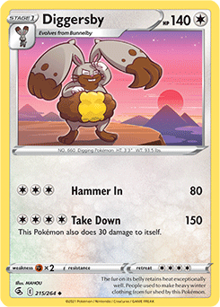 Uncommon Pokémon card Diggersby 215/264 from Fusion Strike expansion