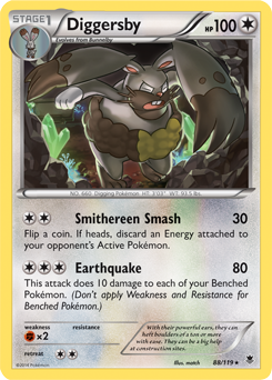 Rare Pokémon card Diggersby 88/119 from Phantom Forces expansion