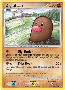 Common Pokémon card Diglett 72/127 from Platinuim expansion
