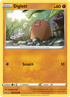 Diglett 92/202 Pokémon card from Sword & Shield for sale at best price