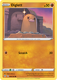 Common Pokémon card Diglett 84/189 from Darkness Ablaze expansion
