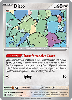 Rare Pokémon card Ditto 132/165 from 151 expansion