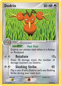 Uncommon Pokémon card Dodrio 33/101 from Ex Hidden Legends expansion