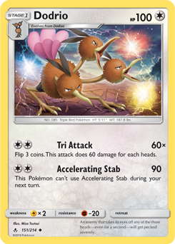 Uncommon Pokémon card Dodrio 151/214 from Unbroken Bonds expansion