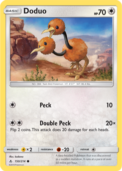 Common Pokémon card Doduo 150/214 from Unbroken Bonds expansion