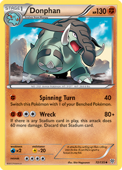 Uncommon Pokémon card Donphan 72/135 from Plasma Storm expansion