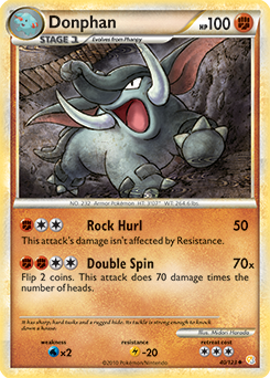 Uncommon Pokémon card Donphan 40/123 from HeartGold SoulSilver expansion