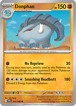 Carte Pokémon Communes Donphan 45/86 de la série Chaos Ascendant