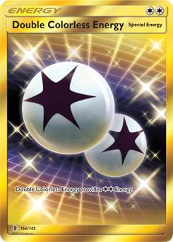 Secret Gold Pokémon card Double Colorless Energy 166/145 from Guardians Rising expansion
