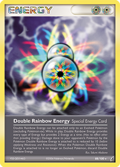 Rare Pokémon card Double Rainbow Energy 88/100 from Ex Crystal Guardians expansion
