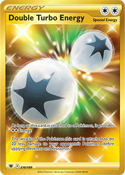 Gold Energy Pokémon card Double Turbo Energy 216/189 from Astral Radiance expansion
