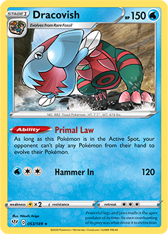 Rare Holo Pokémon card Draco Vish 53/189 from Darkness Ablaze expansion