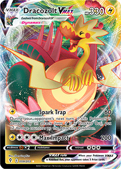 Ultra rare VMAX Pokémon card Dracozolt VMAX 59/203 from Evolving Skies expansion