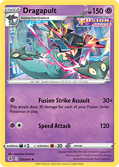 Rare Holo Pokémon card Dragapult 130/264 from Fusion Strike expansion