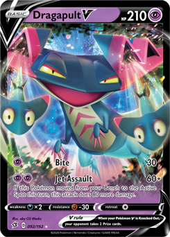 Ultra rare V Pokémon card Dragapult V 92/192 from Rebel Clash expansion