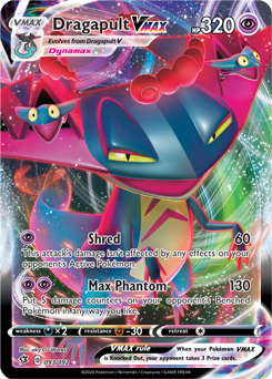 Ultra rare VMAX Pokémon card Dragapult VMAX 93/192 from Rebel Clash expansion
