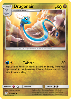 Uncommon Pokémon card Dragonair 149/236 from Unified Minds expansion