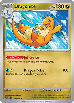Rare Pokémon card Dragonite 149/165 from 151 expansion