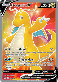 Full Art V Pokémon card Dragonite V 191/203 from Evolving Skies expansion