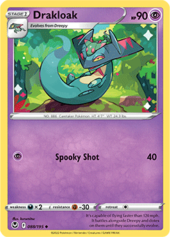 Uncommon Pokémon card Drakloak 088/195 from Silver Tempest expansion