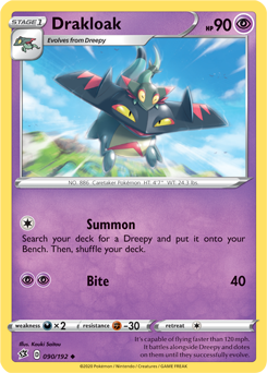 Uncommon Pokémon card Drakloak 90/192 from Rebel Clash expansion