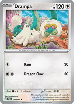Common Pokémon card Drampa 130/159 from Journey Together expansion