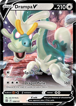 Ultra rare V Pokémon card Drampa V 128/172 from Brilliant Stars expansion