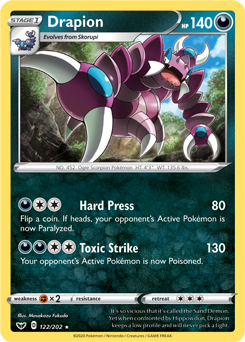 Drapion 122/202 Pokémon card from Sword & Shield for sale at best price