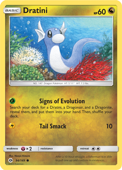 Common Pokémon card Dratini 94/149 from Sun & Moon expansion