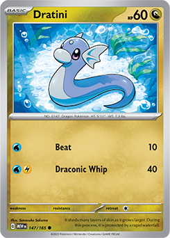 Common Pokémon card Dratini 147/165 from 151 expansion