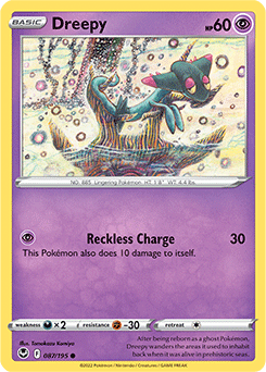 Common Pokémon card Dreepy 087/195 from Silver Tempest expansion