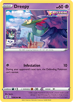 Common Pokémon card Dreepy 128/264 from Fusion Strike expansion