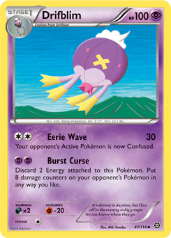 Uncommon Pokémon card Drifblim 47/114 from Steam Siege expansion