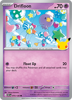 Common Pokémon card Drifloon 073/128 from 30th Celebration expansion