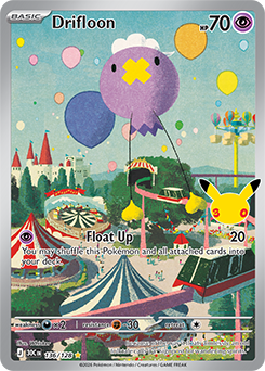 Illustration rare Pokémon card Drifloon 136/128 from 30th Celebration expansion