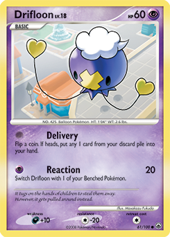 Common Pokémon card Drifloon 61/100 from Majestic Dawn expansion