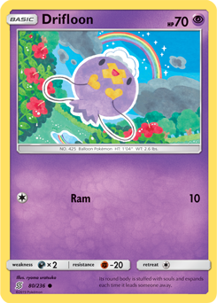 Common Pokémon card Drifloon 80/236 from Unified Minds expansion