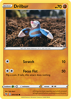 Common Pokémon card Drilbur 091/185 from Vivid Voltage expansion