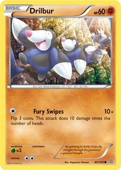 Common Pokémon card Drilbur 89/160 from Primal Clash expansion