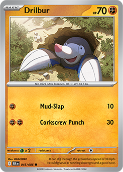 Common Pokémon card Drilbur 45/86 from Black Bolt expansion