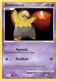 Common Pokémon card Drowzee 65/106 from Great Encounters expansion