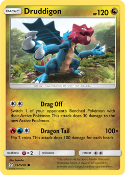 Common Pokémon card Druddigon 157/236 from Unified Minds expansion