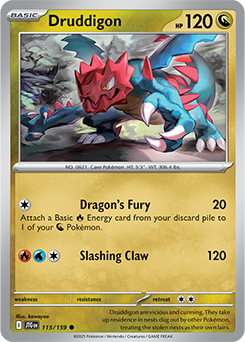 Common Pokémon card Druddigon 115/159 from Journey Together expansion
