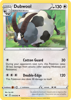 Uncommon Pokémon card Dubwool 154/202 from Sword & Shield expansion