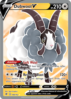 Full Art Pokémon Pokémon card Dubwool V 188/192 from Rebel Clash expansion