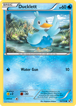 Common Pokémon card Ducklett 36/114 from Black & White expansion